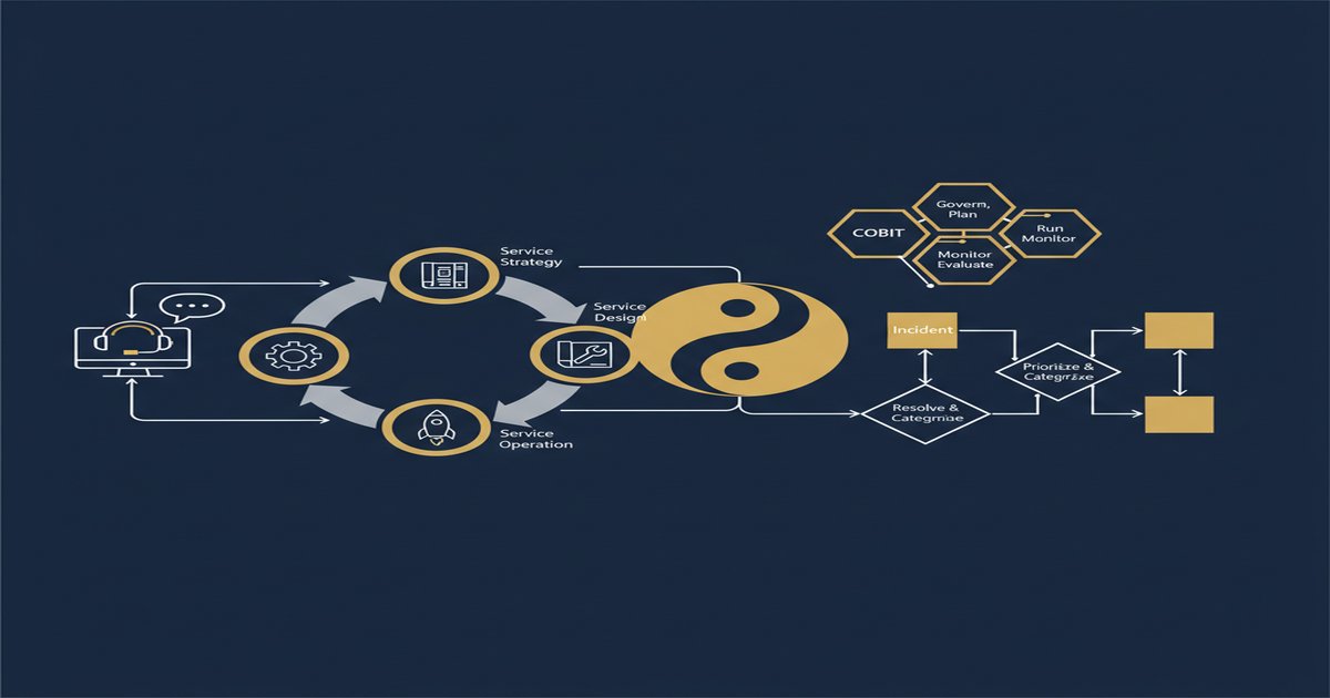 ITIL vs COBIT in 2026: When to Use Which and When to Use Both - illustrated guide by Learners Ink (IT Service Management)