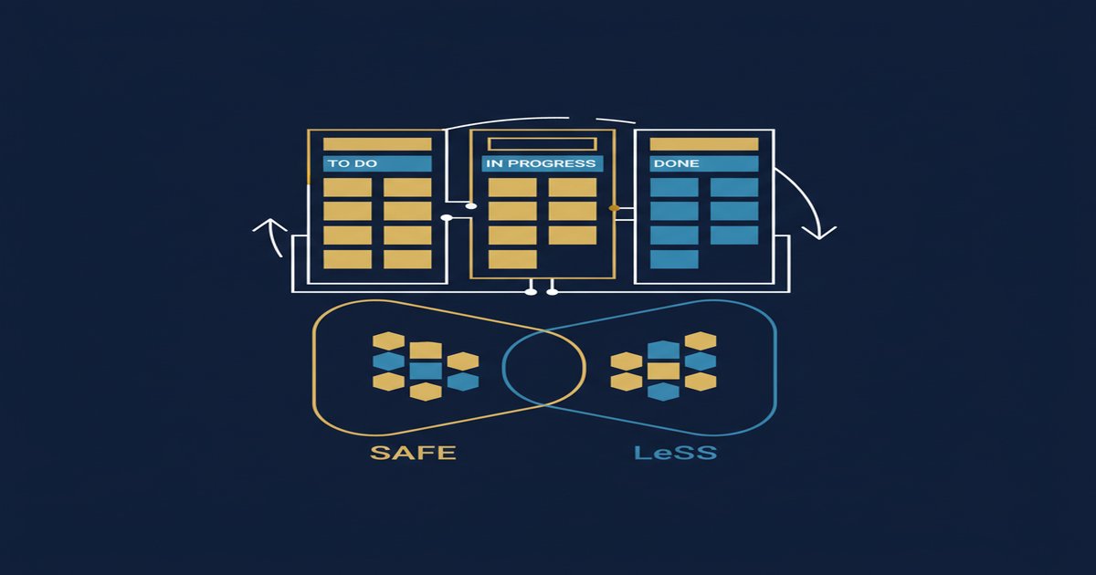 SAFe vs LeSS in 2026: Which Scaling Framework Fits Your Enterprise - illustrated guide by Learners Ink (Agile & Scrum)