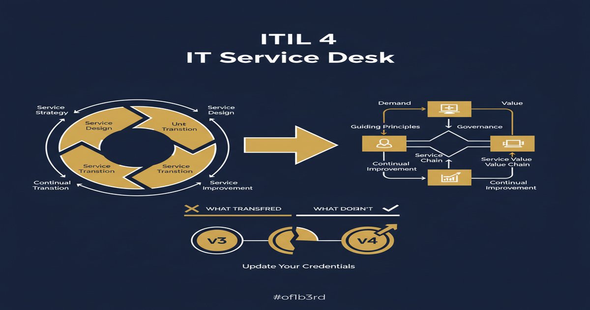 ITIL 4 vs ITIL v3 Migration Guide 2026: What Transferred, What Didn't and How to Update Your Credentials - illustrated guide by Learners Ink (IT Service Management)