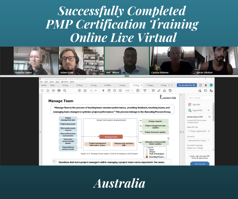 PMP Live Virtual Training, Australia cohort